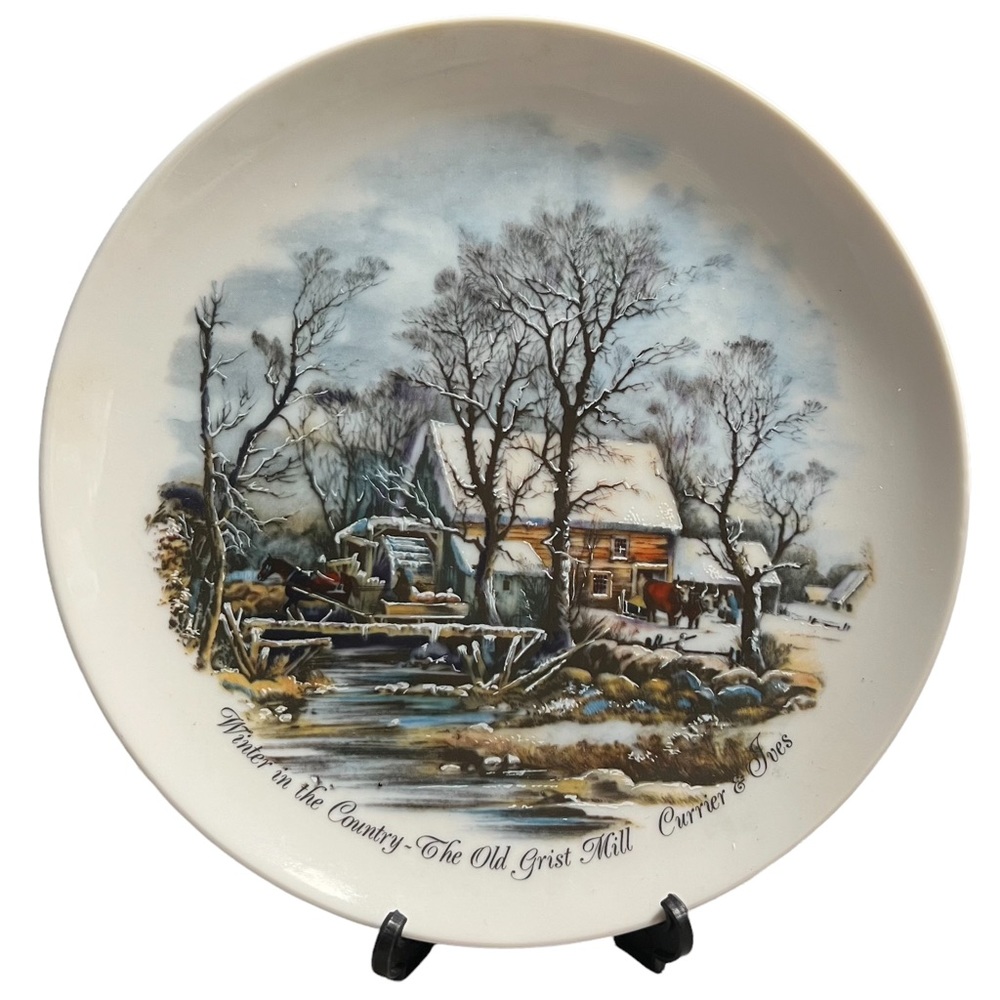 2/$15 Winter in the country The Old Grist Mill Currier and Ives collectors plate